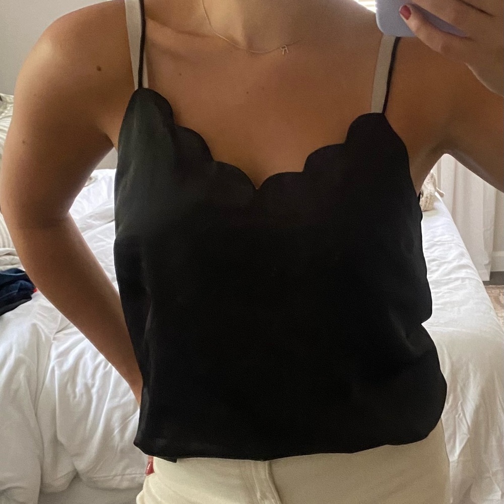 Lulus black satin blouse